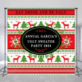 Lofaris Custom Name Christmas Sweater Texture Party Backdrop