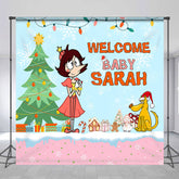 Aperturee - Custom Name Christmas Tree Snowy Birthday Backdrop