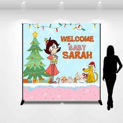 Aperturee - Custom Name Christmas Tree Snowy Birthday Backdrop