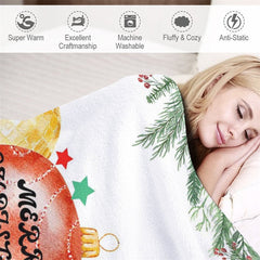 Aperturee - Custom Name Colorful Bauble Plants Christmas Blanket