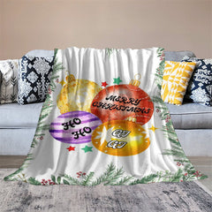 Aperturee - Custom Name Colorful Bauble Plants Christmas Blanket