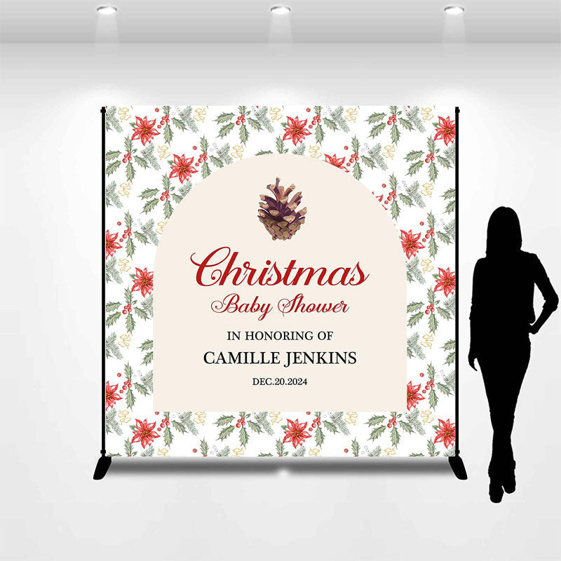 Aperturee - Custom Name Cone Christmas Baby Shower Backdrop