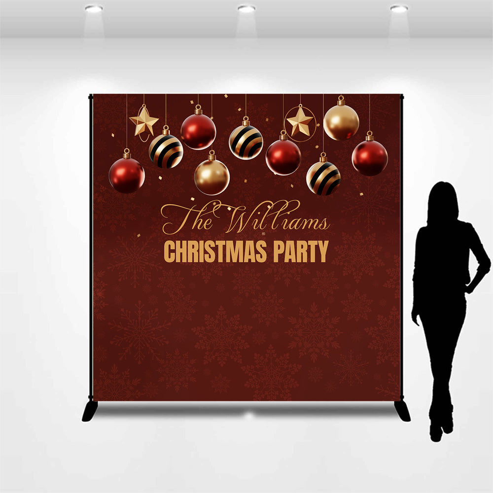 Aperturee - Custom Name Dark Red Snowflake Christmas Backdrop