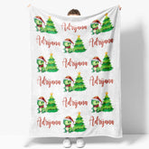 Aperturee - Custom Name Dinosaur Pine Tree Christmas Blanket