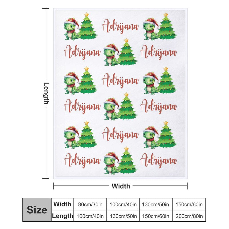 Aperturee - Custom Name Dinosaur Pine Tree Christmas Blanket