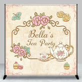 Aperturee - Custom Name Fairy Tale Floral Tea Party Backdrop