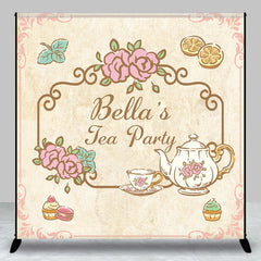 Aperturee - Custom Name Fairy Tale Floral Tea Party Backdrop