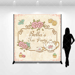Aperturee - Custom Name Fairy Tale Floral Tea Party Backdrop
