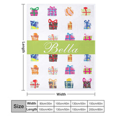 Aperturee - Custom Name Gift Box Girl Gift Christmas Blanket