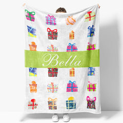 Aperturee - Custom Name Gift Box Girl Gift Christmas Blanket