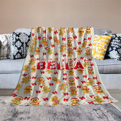 Aperturee - Custom Name Gingerbread Man Repeat Christmas Blanket