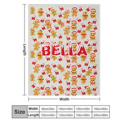 Aperturee - Custom Name Gingerbread Man Repeat Christmas Blanket