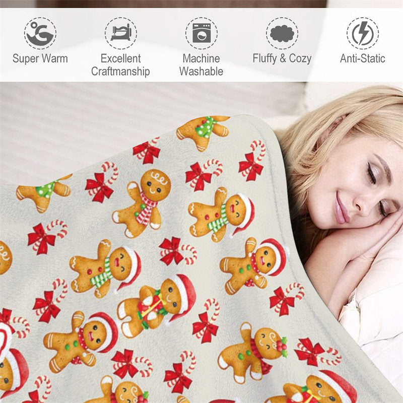 Aperturee - Custom Name Gingerbread Man Repeat Christmas Blanket