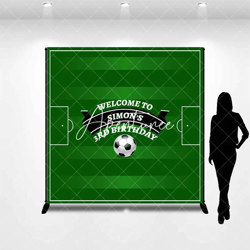 Aperturee - Custom Name Green Football Field Birthday Backdrop