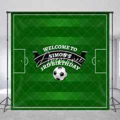 Aperturee - Custom Name Green Football Field Birthday Backdrop