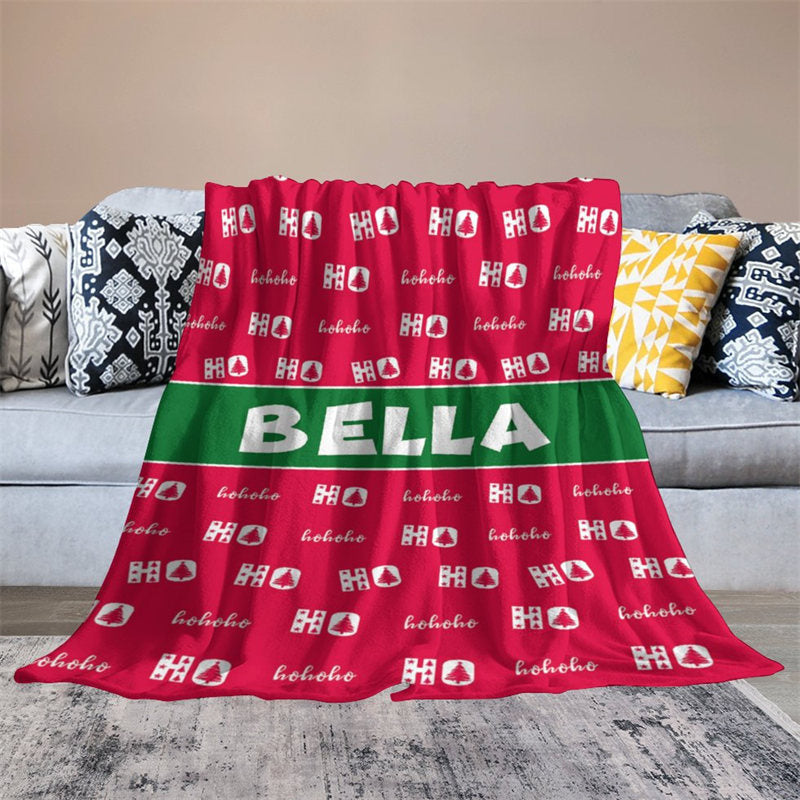 Aperturee - Custom Name Hoho Step And Repeat Christmas Blanket