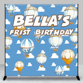 Aperturee - Custom Name Hot Air Balloon Sky 1st Birthday Backdrop