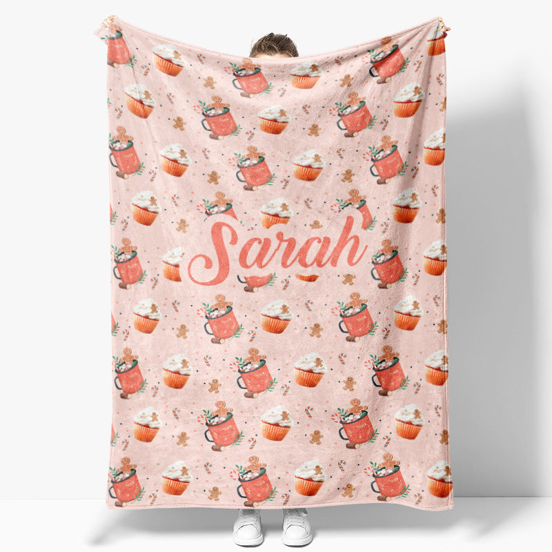 Aperturee - Custom Name Hot Tea Gingerbread Man Repeat Blanket