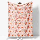 Aperturee - Custom Name Hot Tea Gingerbread Man Repeat Blanket