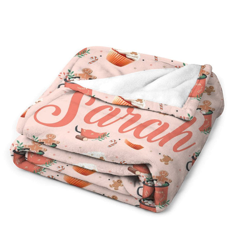 Aperturee - Custom Name Hot Tea Gingerbread Man Repeat Blanket