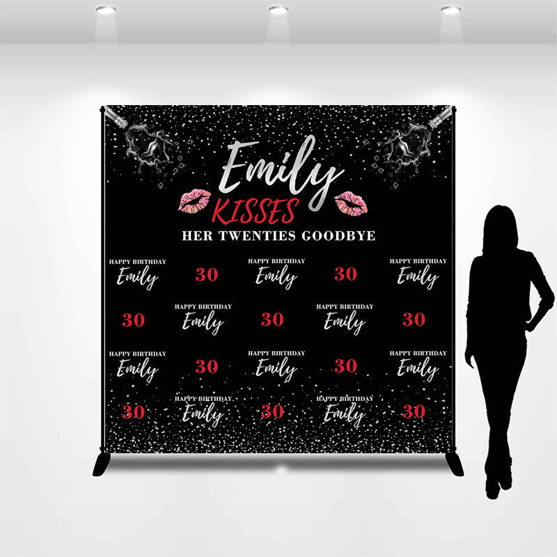 Aperturee - Custom Name Kisses Twenties Goodbye 30th Birthday Backdrop