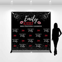 Aperturee - Custom Name Kisses Twenties Goodbye 30th Birthday Backdrop