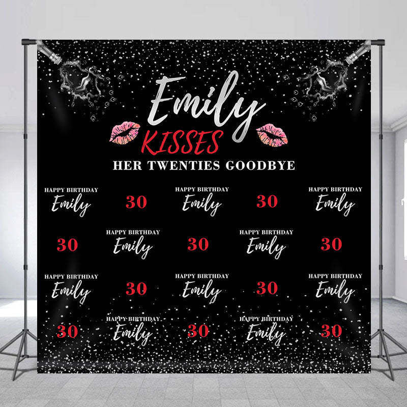 Aperturee - Custom Name Kisses Twenties Goodbye 30th Birthday Backdrop