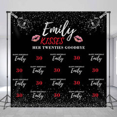 Aperturee - Custom Name Kisses Twenties Goodbye 30th Birthday Backdrop
