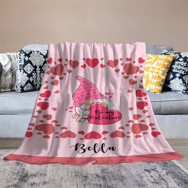 Aperturee - Custom Name Lovely Elf Hearts Valentines Day Blanket
