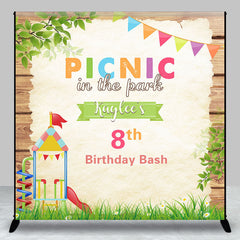 Aperturee - Custom Name Picnic In The Park 8th Birthday Backdrop