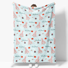 Aperturee - Custom Name Pine Tree Repeat Blue Christmas Blanket