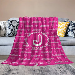Aperturee - Custom Name Pink Diamond Step And Repeat Blanket