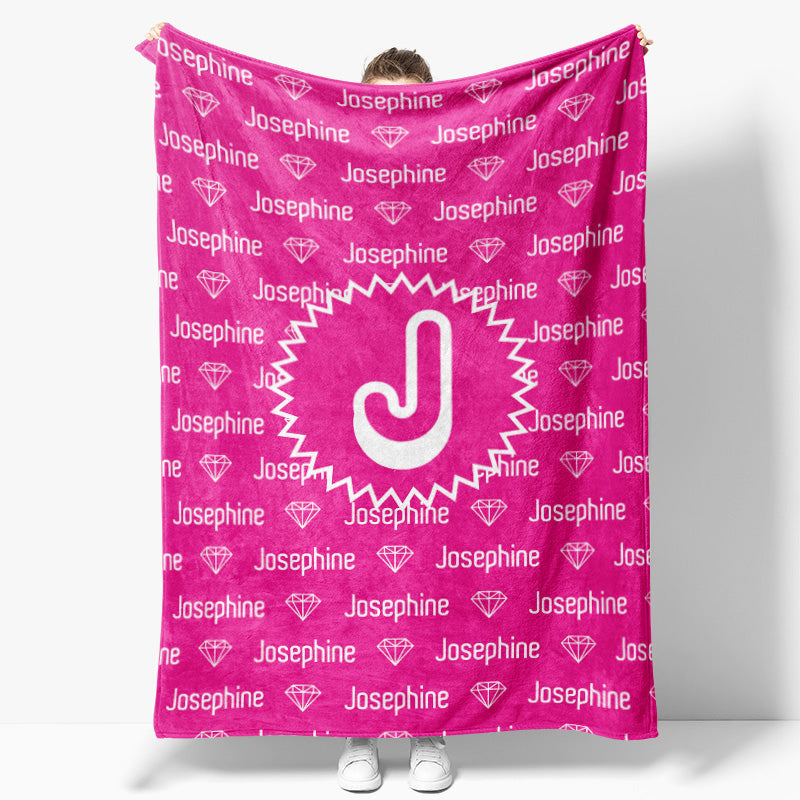 Aperturee - Custom Name Pink Diamond Step And Repeat Blanket