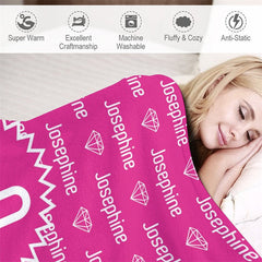 Aperturee - Custom Name Pink Diamond Step And Repeat Blanket