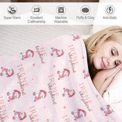 Aperturee - Custom Name Pink Snowman Repeat Christmas Blanket