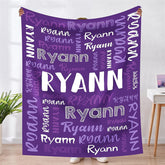 Aperturee - Custom Name Purple And White Text Gifts Blanket