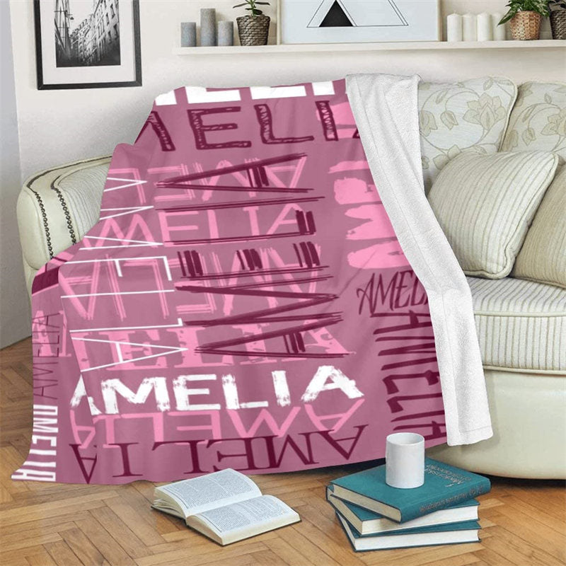 Lofaris Custom Name Rasberry Color Blanket Adult Kid Gifts