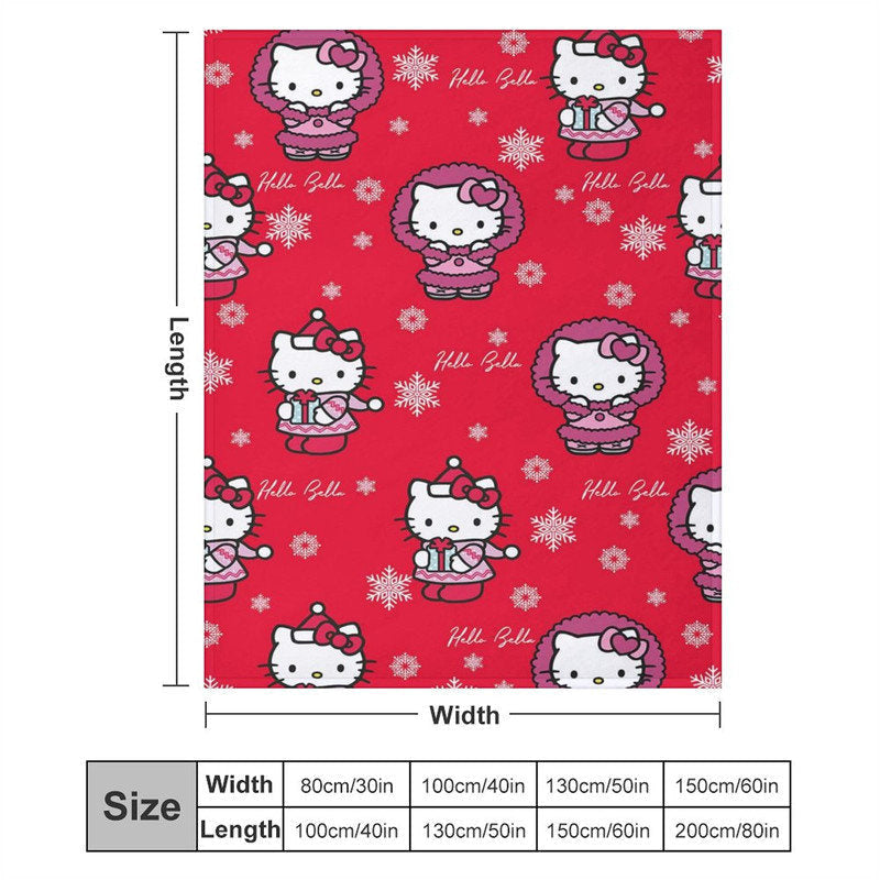 Aperturee - Custom Name Red Cute Cartoon Cats Snowflake Blanket
