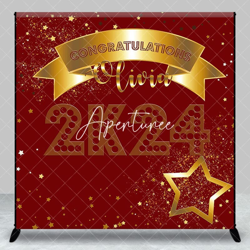 Aperturee - Custom Name Red Gold 2K24 Graduation Backdrop