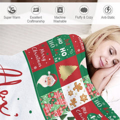 Aperturee - Custom Name Red Green Plaid 1st Christmas Blanket