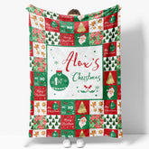 Aperturee - Custom Name Red Green Plaid 1st Christmas Blanket