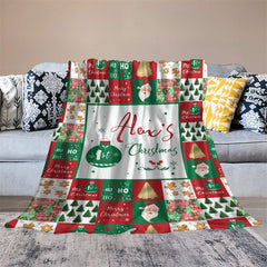 Aperturee - Custom Name Red Green Plaid 1st Christmas Blanket