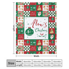 Aperturee - Custom Name Red Green Plaid 1st Christmas Blanket