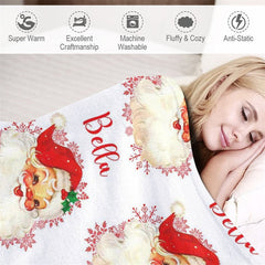 Aperturee - Custom Name Santa Claus Repeat Christmas Blanket
