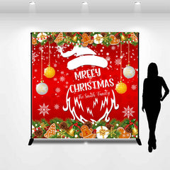 Aperturee - Custom Name Santa Snowy Family Christmas Backdrop