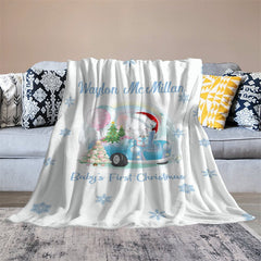 Aperturee - Custom Name Snowflake Baby First Christmas Blanket
