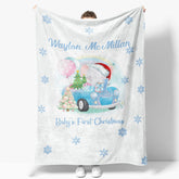 Aperturee - Custom Name Snowflake Baby First Christmas Blanket
