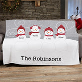 Aperturee - Custom Name Snowman Family Christmas Fleece Blanket