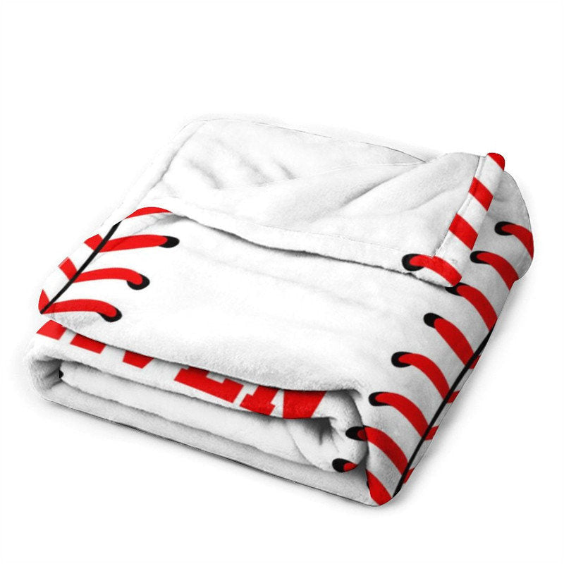 Aperturee - Custom Name Sports White Baseball Soft Blanket