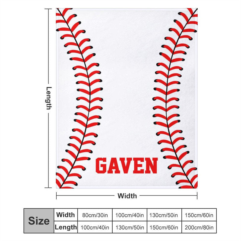 Aperturee - Custom Name Sports White Baseball Soft Blanket